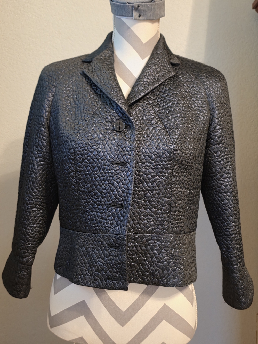 Hilyon Hollis Textured Black Quilted Blazer Jacket